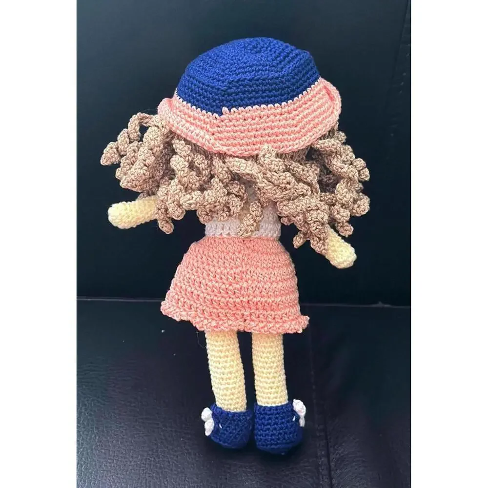Fashion City Girl Doll Crochet Pearl Dress Handmade Plush Amigurumi
